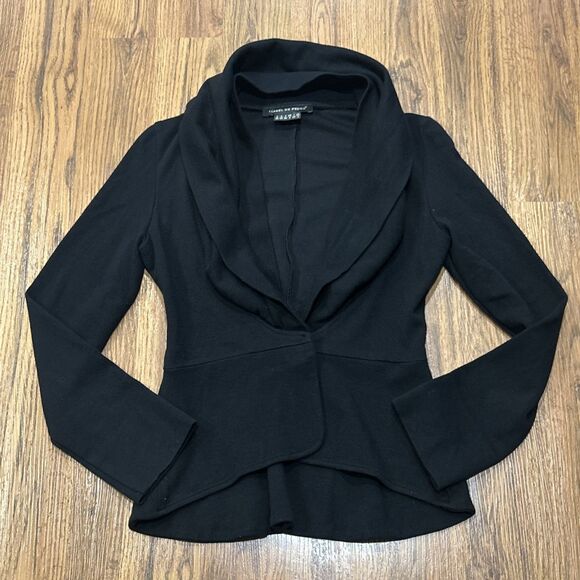 Isabel De Pedro Blazer Jacket Womens 4 Wool Blend Avant Garde Black Stretch - Picture 1 of 6